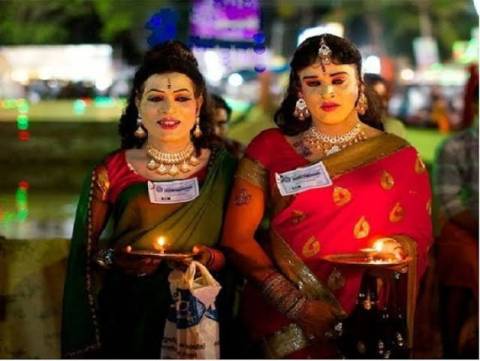 A temple in India where men worship as women