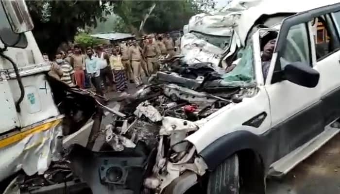 UP: Tragic accident in Pratapgarh, fierce collision in container and Scorpio, 9 people killed