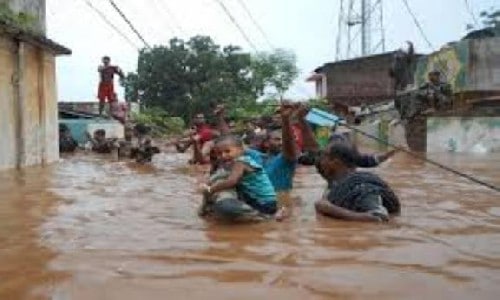 Fierce floods in Assam, 4 million people affected, 76 animals and 97 people killed.